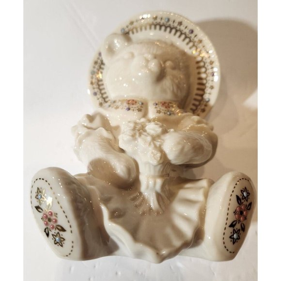 Lenox Girl Teddy Bear Artisan Event China Jewel with Bonnet EXTREMELY RARE 1990s - Picture 7 of 7